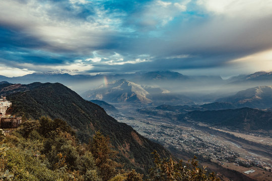 View with a rainbow from Sarankot