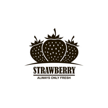 emblem of black strawberries on white background