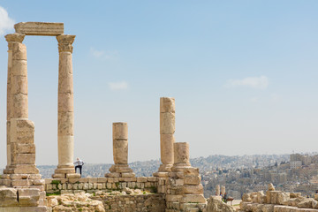 Fototapeta na wymiar The Temple of Hercules in the Citadel of Amman, Jordan.