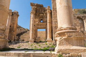 Obraz premium Ancient Jerash. Ruins of the Greco-Roman city of Gera at Jordan