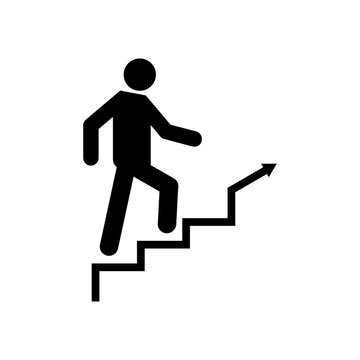 Man Climbing Stairs Vector Icon