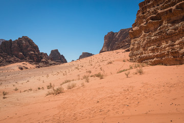 Fototapeta premium Panoramic view of the Wadi Rum desert, Jordan
