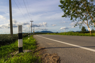 electricity transmission line along rural road