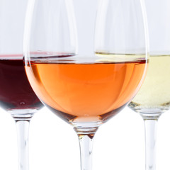 Wine glasses red rose alcohol square isolated on white