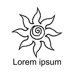 Sun black lines sketch