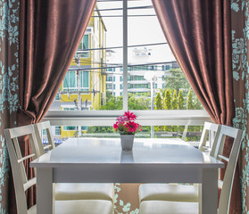 Dining table in hotel room