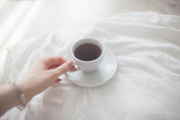 The cup of latte or cappuccino coffee with milk.