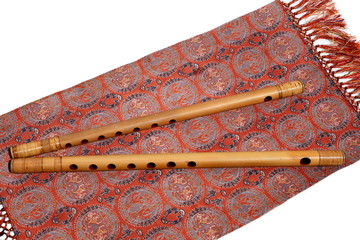 日本の楽器、和楽器イメージ素材、竹製の横笛