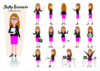 Smart Business Woman Characters Set