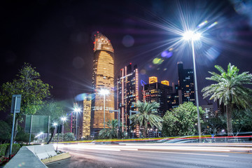 Fototapeta na wymiar Beautiful view of Abu Dhabi skyline at night, United Arab Emirates