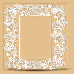 carved vintage frame made of paper photo with shadow