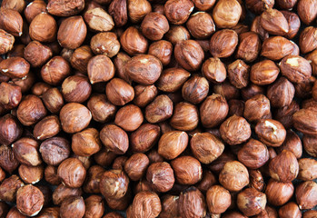 Stack of hazelnuts