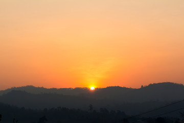 Orange sky line background at sunset or sunrise time