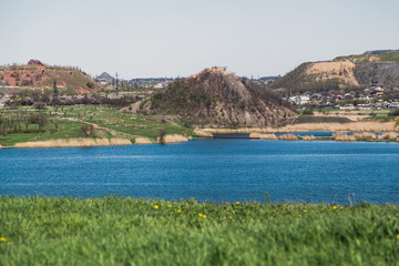 Fototapeta premium Spring landscape with terricons