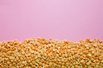 stab peas on pink background with copy space at the top for lettering