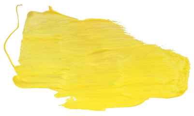 yellow watercolor. stain with watercolors with brush strokes on white background