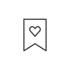 Bookmark with heart outline icon. linear style sign for mobile concept and web design. Favorite bookmark line vector icon. Symbol, logo illustration. Pixel perfect vector graphics