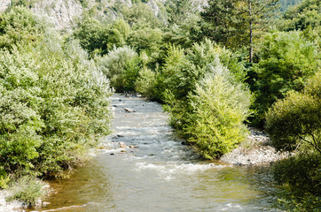 Naklejka na ściany i meble Bosna River near the town of Visegrad in Bosnia and Herzegovina 