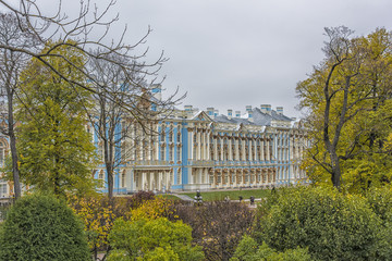 Catherine Palace in Pushkin Garden at Tsarskoe Selo.