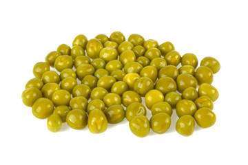 green canned peas on a bowl on a white background