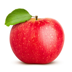 Red juicy apple isolated on white background, clipping path, full depth of field