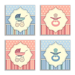 Set of baby invitation cards