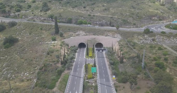 Haifa check post and industrial zone aerial drone footage 4k dlog flat