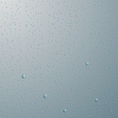 Drops of water. Rain or shower drops isolated on blue background. Vector illustration
