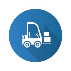 Forklift flat design long shadow glyph icon