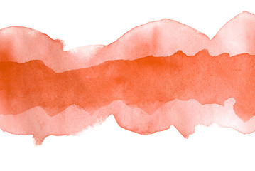 layer strip of red watercolor paint with uneven edges. for design element. with a saturated middle. with a place under the text.
