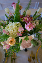 Wedding Table set with fresh flowers