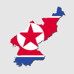 North korea Map Flag,North korea Map with Flag Vector