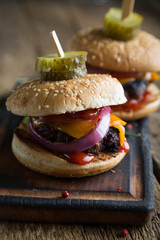 Hamburger with pickled cucumbers