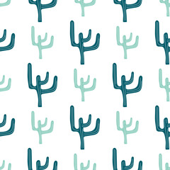 Fototapeta premium Seamless pattern with hand drawn cactus