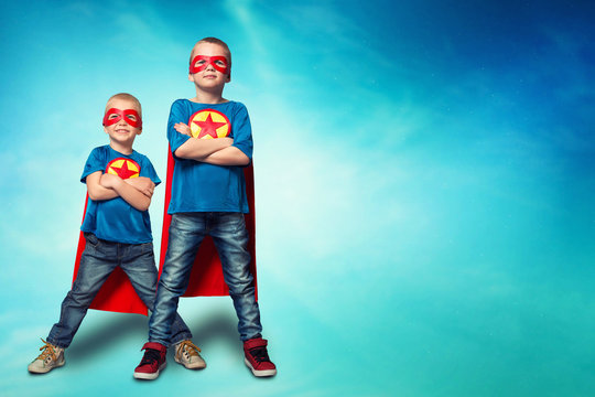 Children in superhero costumes.