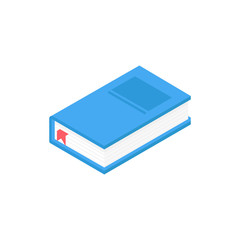 Isometric book icon. 3d school supplies with student's notebook