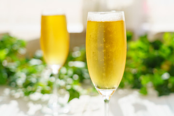 テラスでビール