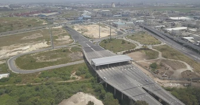 Haifa check post and industrial zone aerial drone footage 4k dlog flat