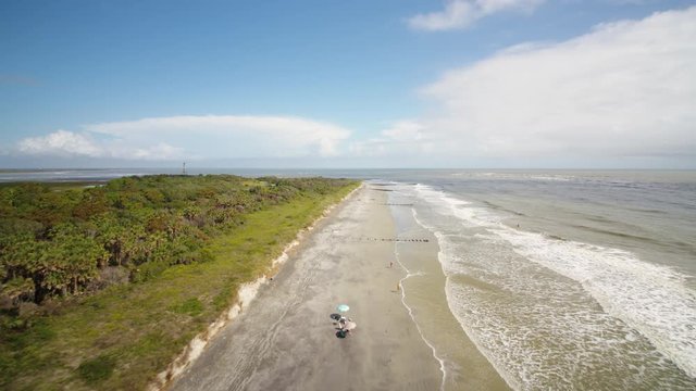 South Carolina Charleston Folly Beach Aerial v34 Flying low over Folly Beach 10/17