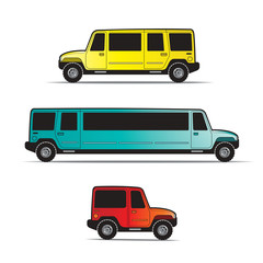 stretched vehicle set vector drawing
