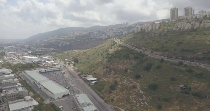 Haifa check post and industrial zone aerial drone footage 4k dlog flat