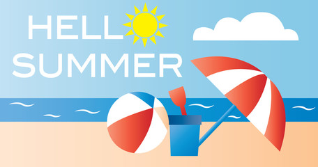 hello summer beach vacation header banner