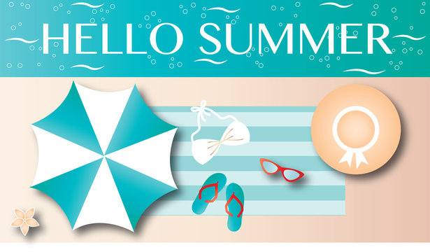 hello summer beach vacation header banner
