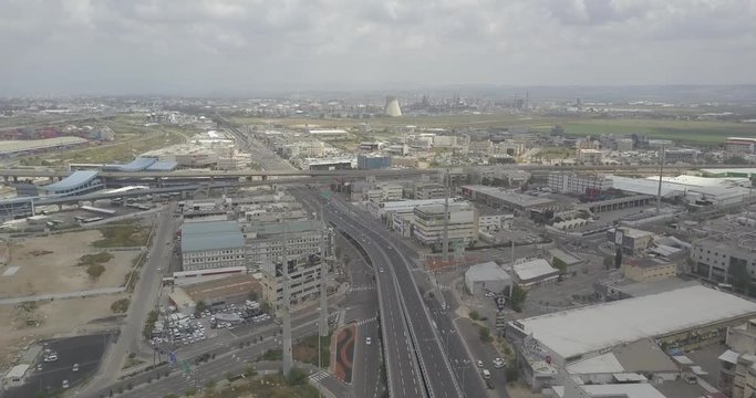Haifa check post and industrial zone aerial drone footage 4k dlog flat