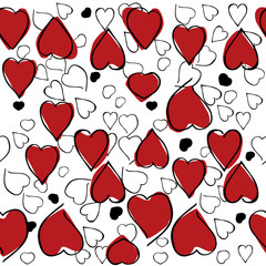Heart hand drawn pattern on white background . Vector illustration. - 201705358