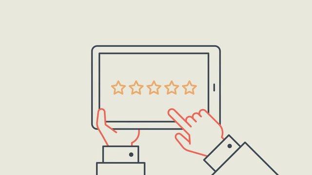 Handshake partners rating five stars on tablet
