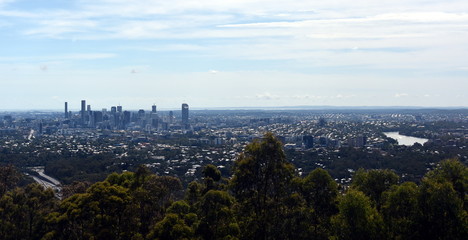 The panoramic view of Brisbane from Mt-Coot-Tha Lookout, Queensland, Australia