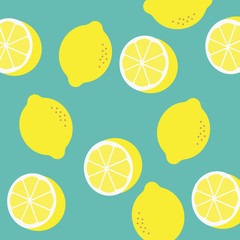 Lemon pattern print. Vector yellow lemon pattern