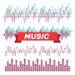 Sound waves vector. Sound waves sign and symbol in flat style