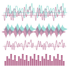 Sound waves vector. Sound waves sign and symbol in flat style